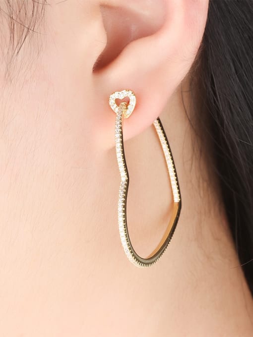 ROSS Copper With  Cubic Zirconia Trendy Heart Hoop Earrings 1