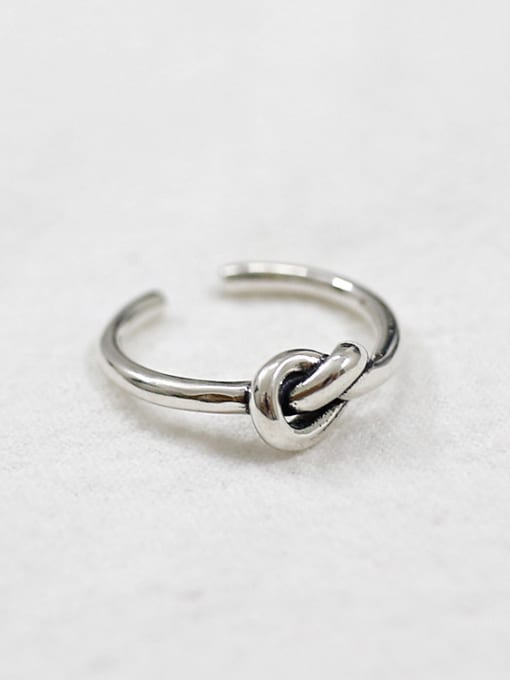 DAKA 925 Sterling Silver With Antique Silver Plated Vintage knot Free Size Rings