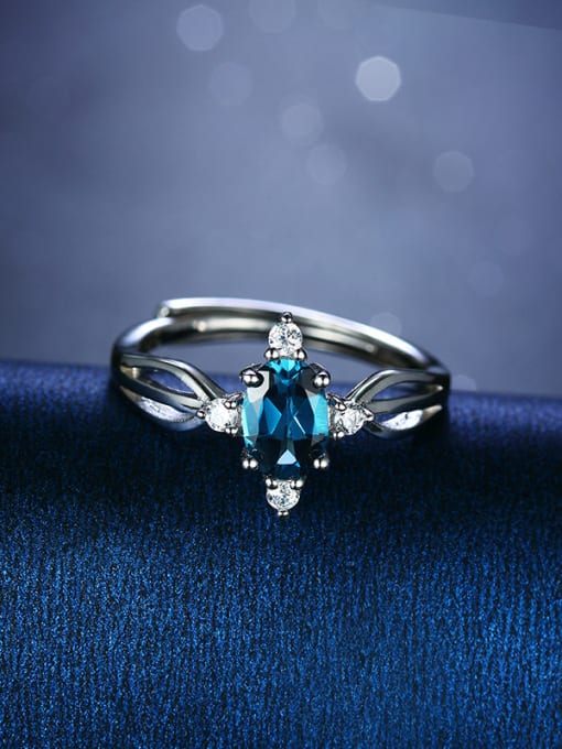 Deli Platinum Plated Sapphire Gemstone Engagement Ring 3