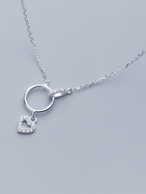 Rosh 925 Sterling Silver With Silver Plated Simplistic Circle Heart Necklaces 3