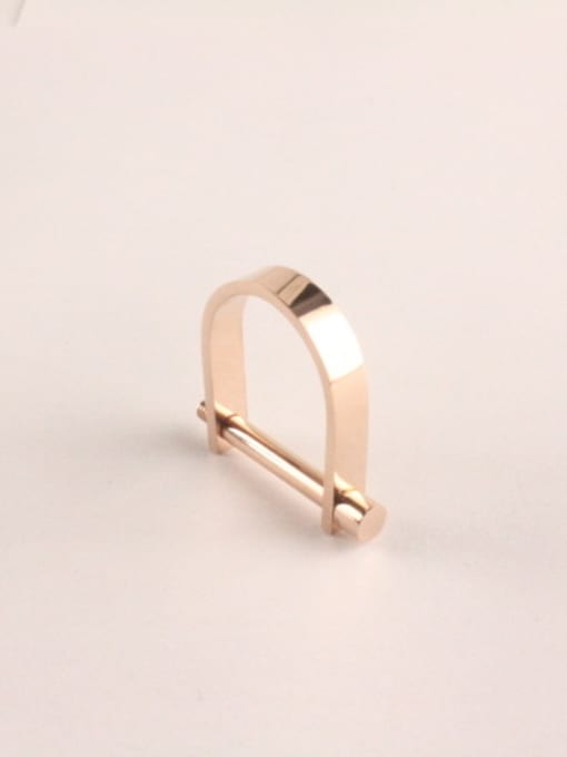 GROSE Simple Rose Gold Plated Titanium Ring 0