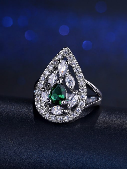 Green  #7 Fashion Zircons Drop Engagement Ring