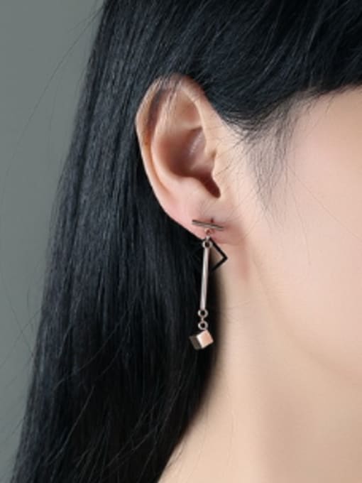 Open Sky Fashion Square Cube Rose Gold Plated Drop Earrings 1