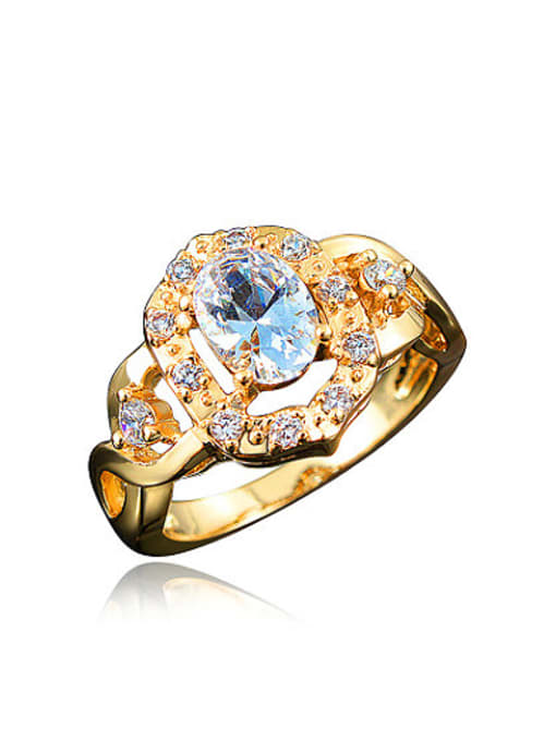 SANTIAGO Personality 18K Gold Plated 4A Zircon Geometric Ring 0