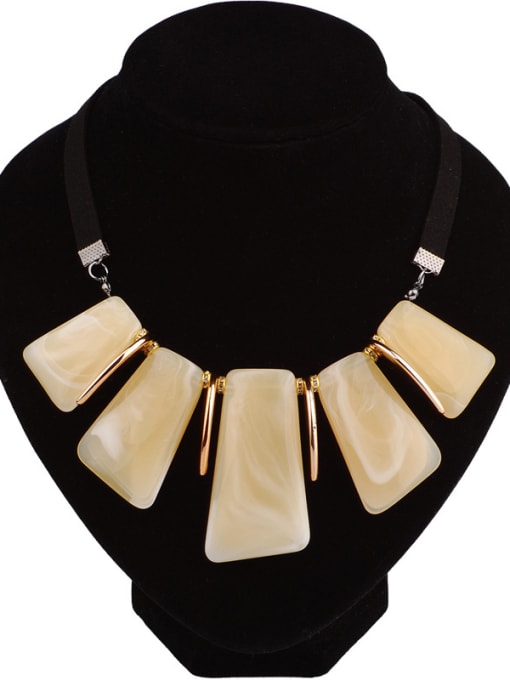 yellow Fashion Geometrical Resin Pendant Alloy Necklace