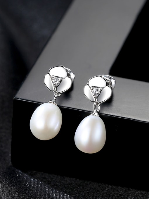 CCUI Sterling Silver 7-8mm natural pearl earrings 0