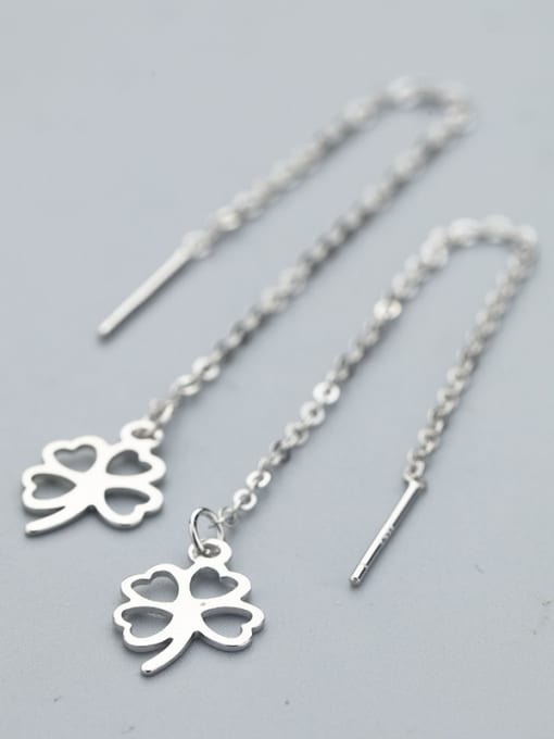 One Silver Charming Flower Shaped Line Earrings 2