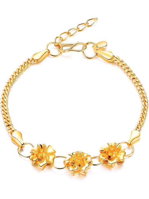 gold Copper With Gold Plated Delicate Flower Wedding Bracelets