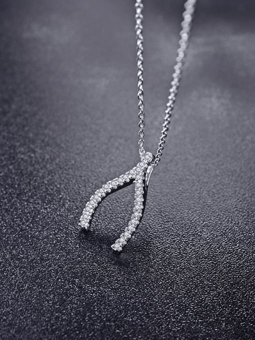 ALI Simple Y letter Pendant Chain  Zircon Necklace 1