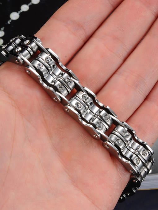 Open Sky Personalized Cubic Rhinestones Titanium Bracelet 2