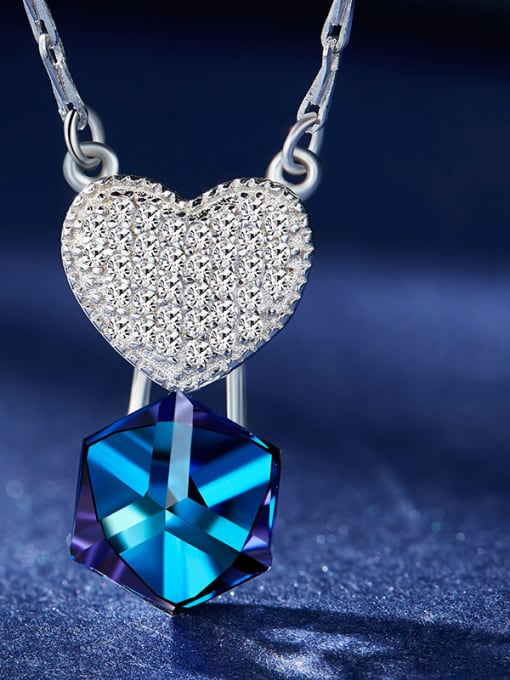 CEIDAI Blue Crystal S925 Silver Necklace 2