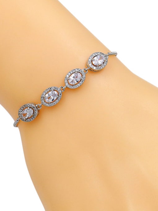Mo Hai Copper With Cubic Zirconia Fashion Oval  adjustable Bracelets 4