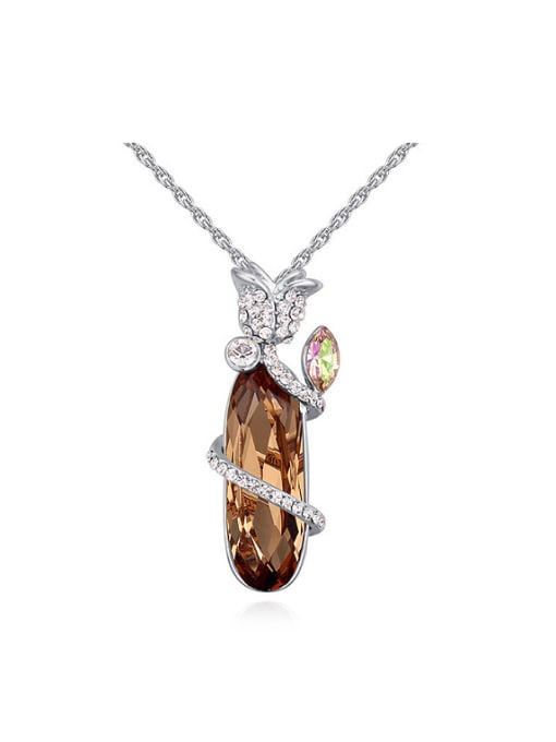 QIANZI Fashion Oval austrian Crystal Flower Alloy Necklace 0