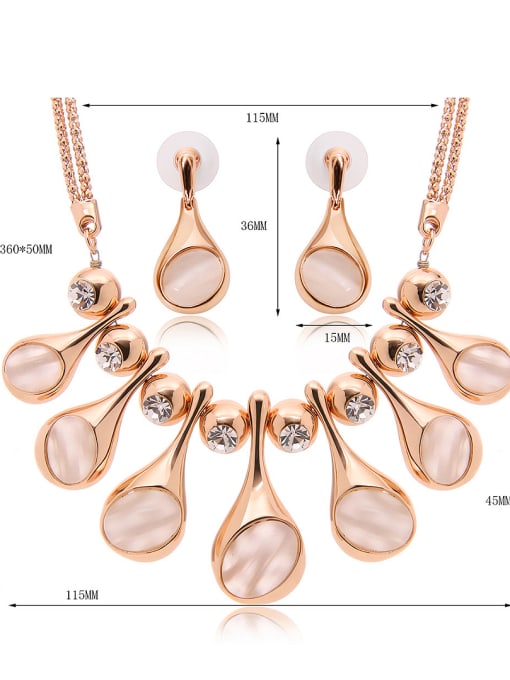 BESTIE Alloy Imitation-gold Plated Fashion Oval shaped Artificial Stones Four Pieces Jewelry Set 3