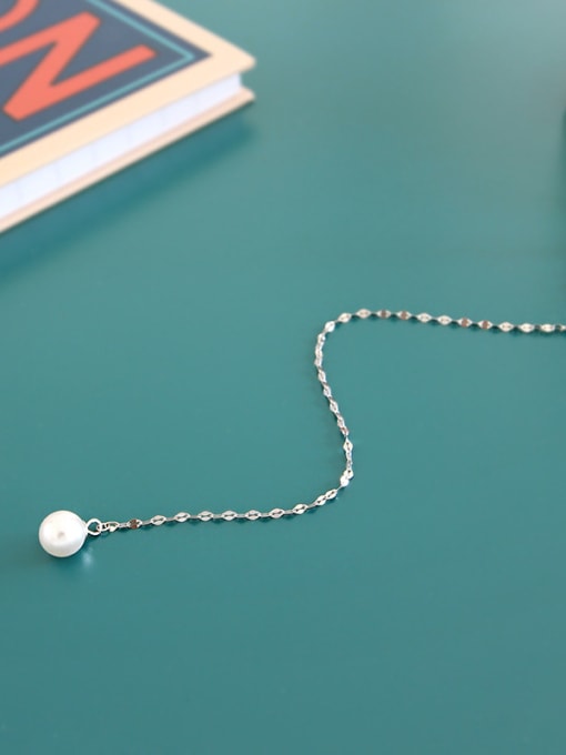 DAKA Sterling silver minimalist imitation pearl necklace 2
