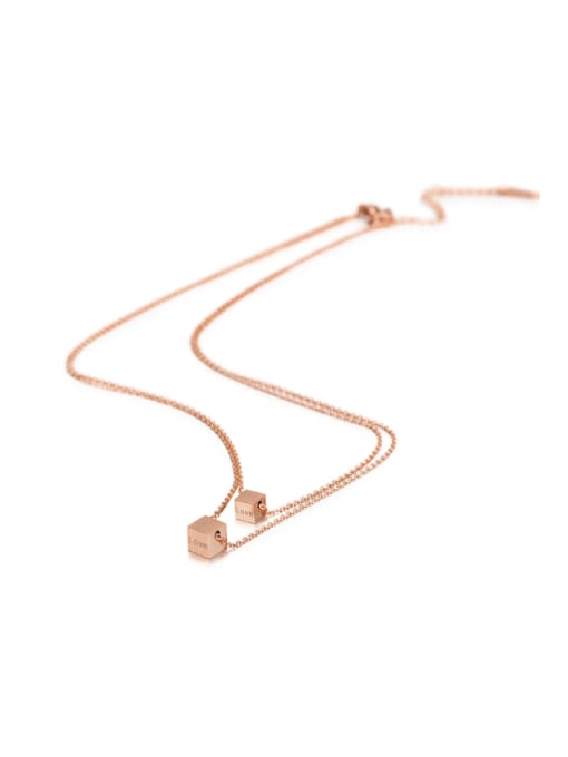 Rose Gold Stainless Steel Genuine New Square Necklace