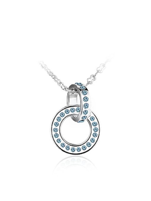 Blue Simple Combined Ring Rhinestones Necklace