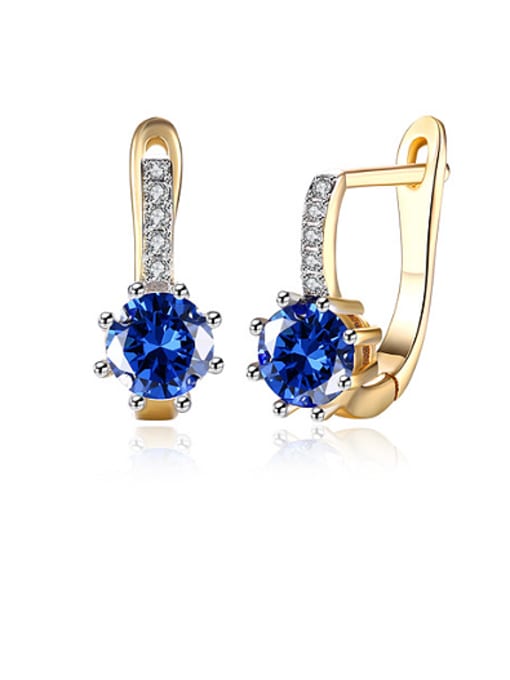 Gold ,Blue 18K Gold Women Zircon clip on earring