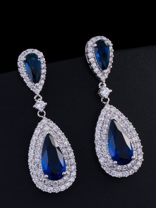 Blue 2018 Fashion Wedding Water Drop Cluster earring