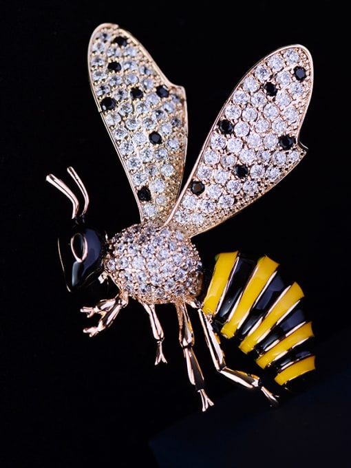 Hua Copper With Cubic Zirconia Cute Insect bee Brooches