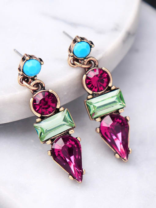 KM Artificial Geometric Stones Fashion Women  Stud Earrings 2