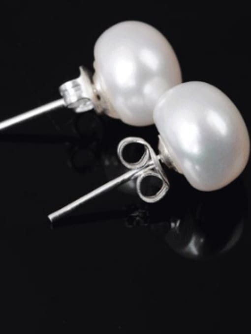 RANSSI Simple Little Artificial Pearl Copper Stud Earrings 2