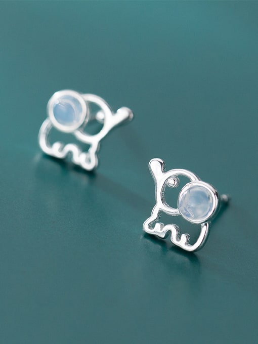 Rosh 925 Sterling Silver With Platinum Plated Cute Animal Elephant Stud Earrings 0