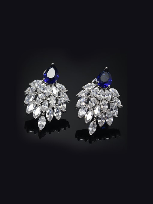 Blue Shining Wedding Copper Cluster earring