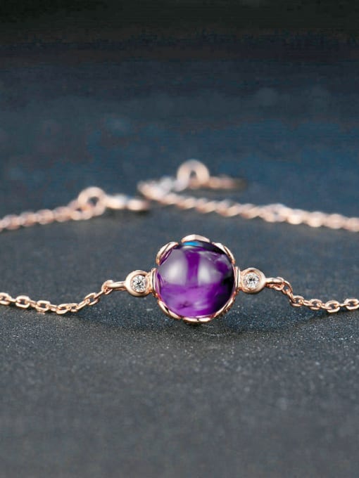 ZK Simple Round Amethyst Rose Gold Plated Women Bracelet 1