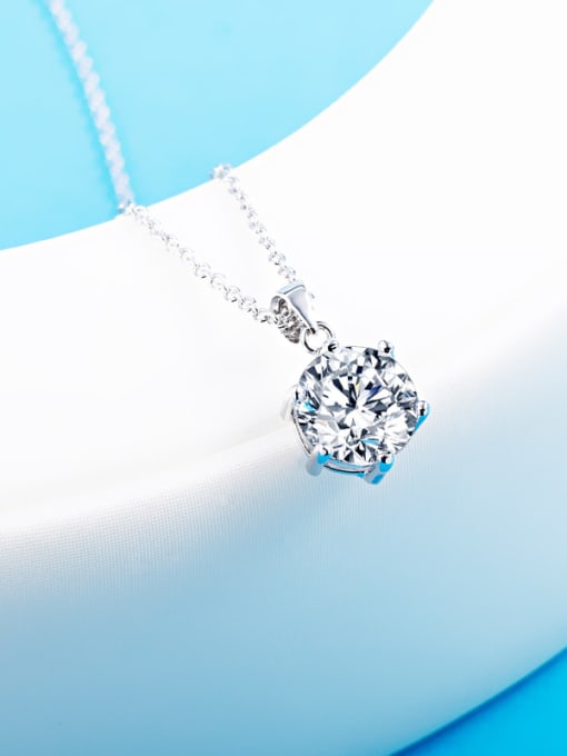 OUXI 18K White Gold Austria Crystal Round Shaped Necklace 2