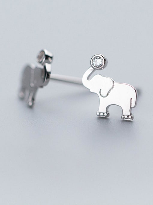 Silver Lovely Elephant Shaped Rhinestone S925 Silver Stud Earrings