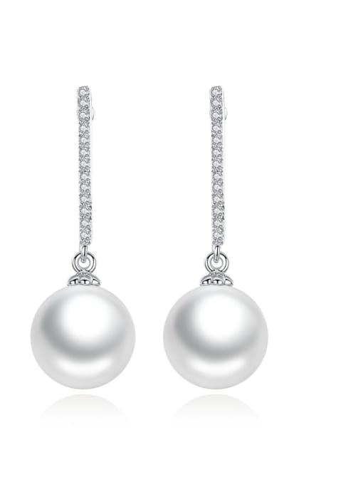 White Copper With pearl Fashion Ball Drop Earrings