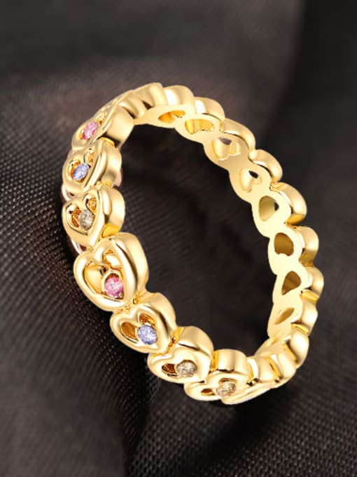 Ronaldo Exquisite 18K Gold Heart Shaped Crystal Ring 2