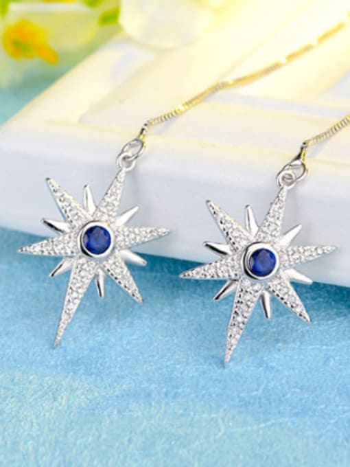AI Fei Er Fashion Imitation Pearl Shiny Zirconias Star Line Earrings 2
