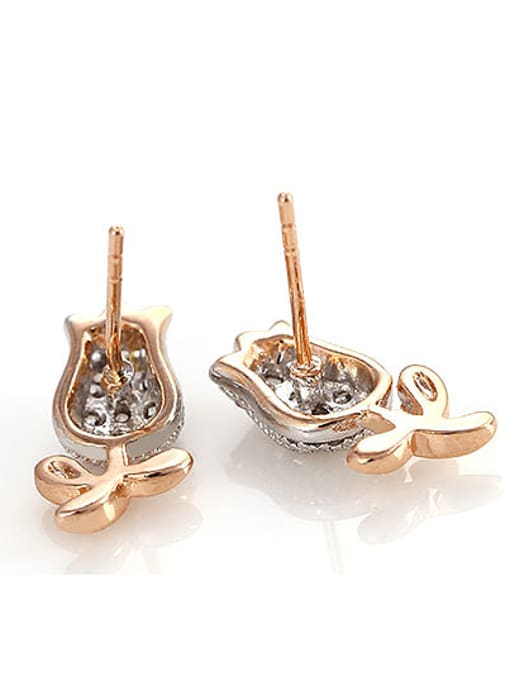 XP Copper Alloy Multi-gold Plated Fashion Flower Zircon stud Earring 2