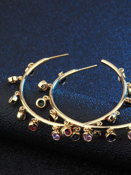 gold Copper With  Cubic Zirconia Trendy Round Hoop Earrings