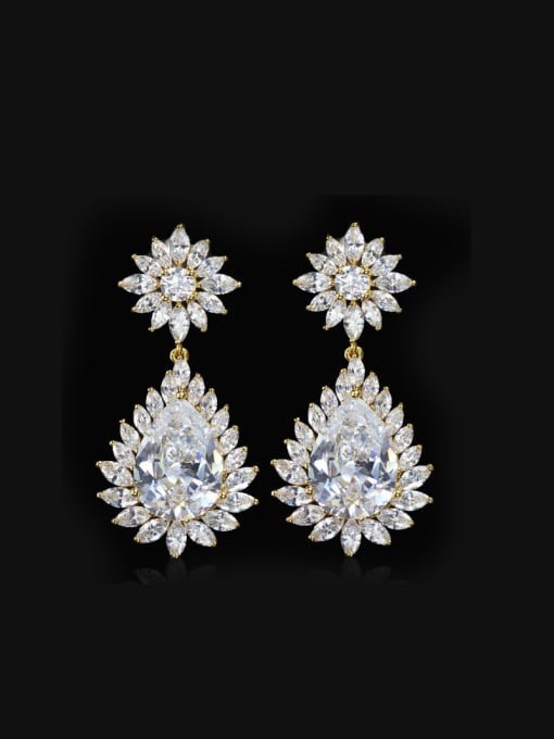 Gold Western Style Zircons Plating Drop Cluster earring