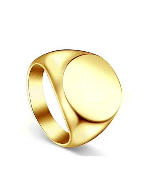RANSSI Titanium Round Smooth Signet Ring