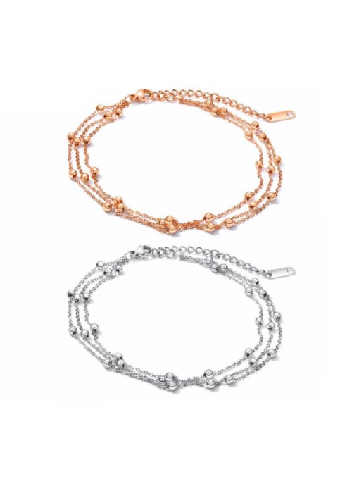 Open Sky Stainless Steel With Rose Gold Plated Personality Charm Anklets 0