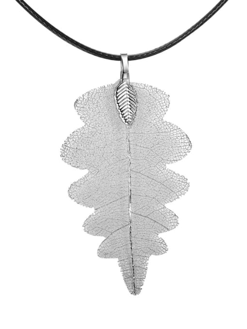 White Gold Exquisite Geometric Shaped Natural Leaf Necklace