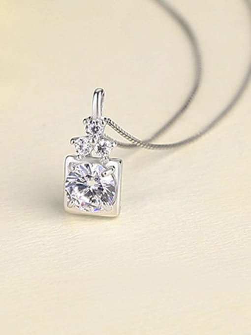 One Silver Square Zircon Pendant 2