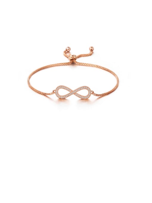 SL105 rose Copper With  Cubic Zirconia Simplistic Insect  8   Adjustable Bracelets