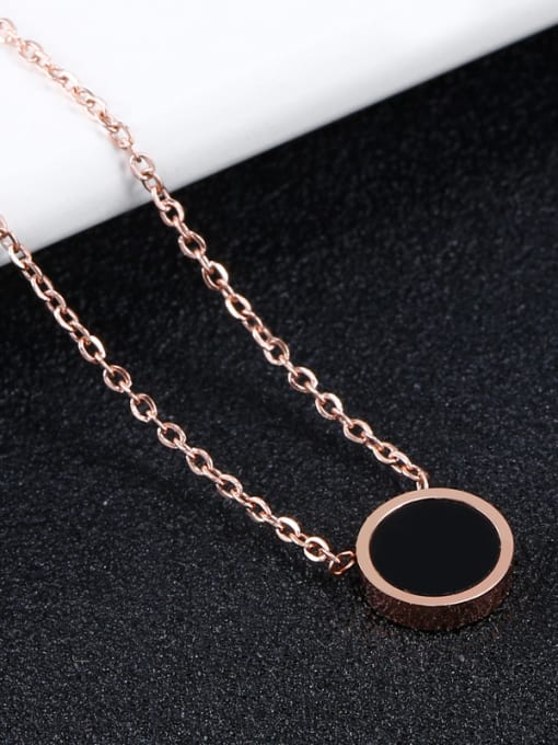 OUXI Fashion 18K Rose Gold Black Paint Titanium Round Shaped Necklace 2