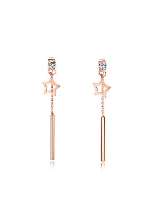 Open Sky Fashion Hollow Star Slim Bar Titanium Drop Earrings