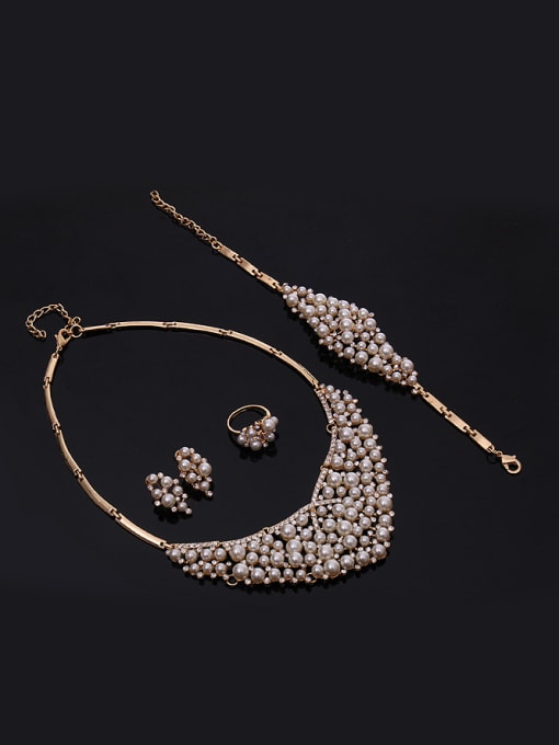 BESTIE Alloy Imitation-gold Plated Fashion Artificial Pearls and Rhinestones Four Pieces Jewelry Set 1