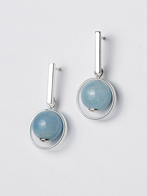 Rosh Elegant Blue Round Shaped Crystal Drop Earrings 0