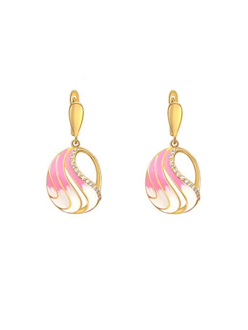 pink Creative Pink Petal Shaped Zircon Drop Earrings