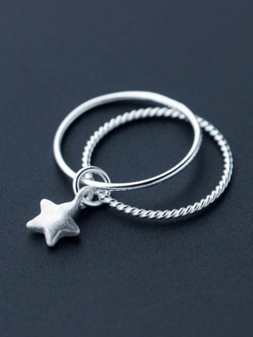 star Exquisite Double Layer Design Star Shaped S925 Silver Ring