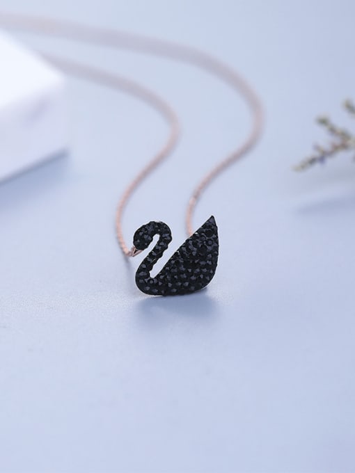 Black 925 Silver Swan Necklace