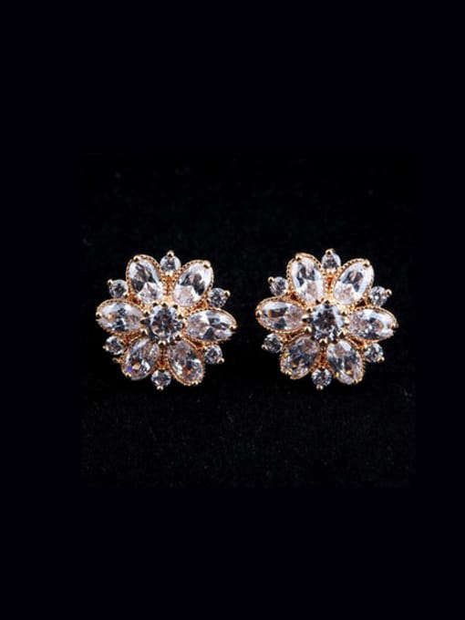 Champagne Gold Exquisite Zircon Champagne Gold Plated Anti allergy  Cluster earring